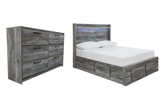 Baystorm Full Panel Bed with 4 Storage Drawers with Dresser Cloud 9 Mattress & Furniture