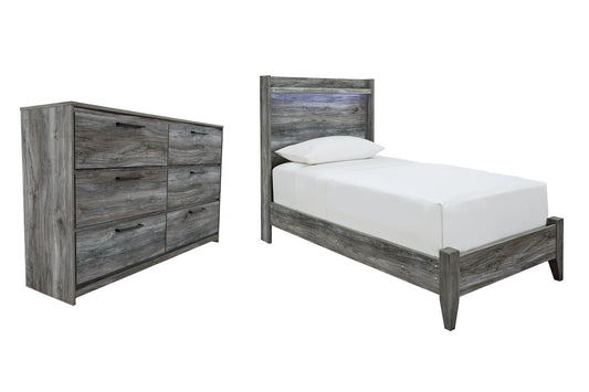 Baystorm Twin Panel Bed with Dresser Cloud 9 Mattress & Furniture
