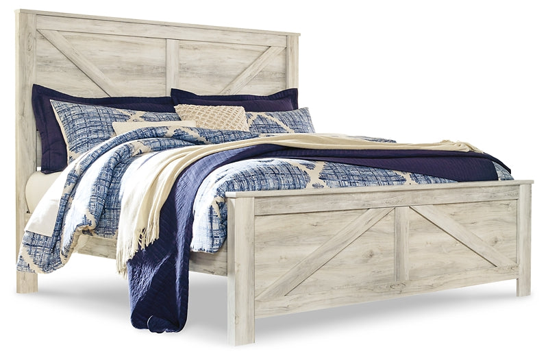 Bellaby King Crossbuck Panel Bed with Dresser Cloud 9 Mattress & Furniture