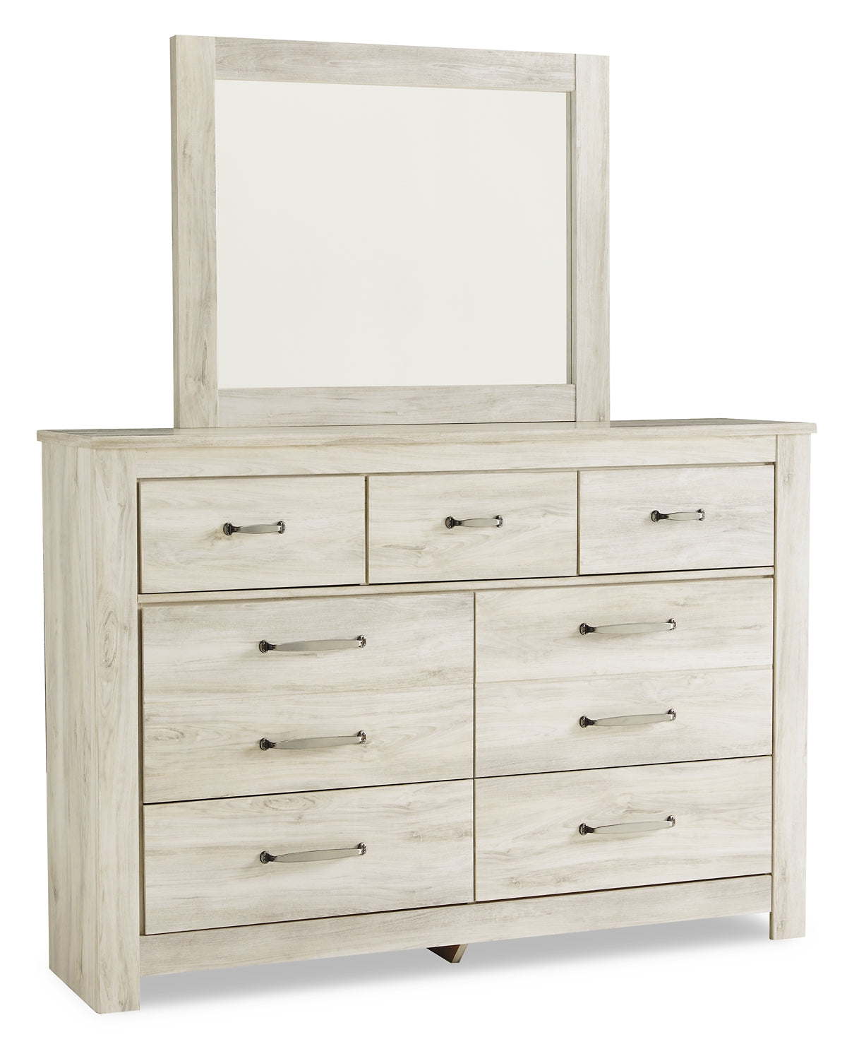 Bellaby Queen Panel Headboard with Mirrored Dresser and 2 Nightstands Cloud 9 Mattress & Furniture