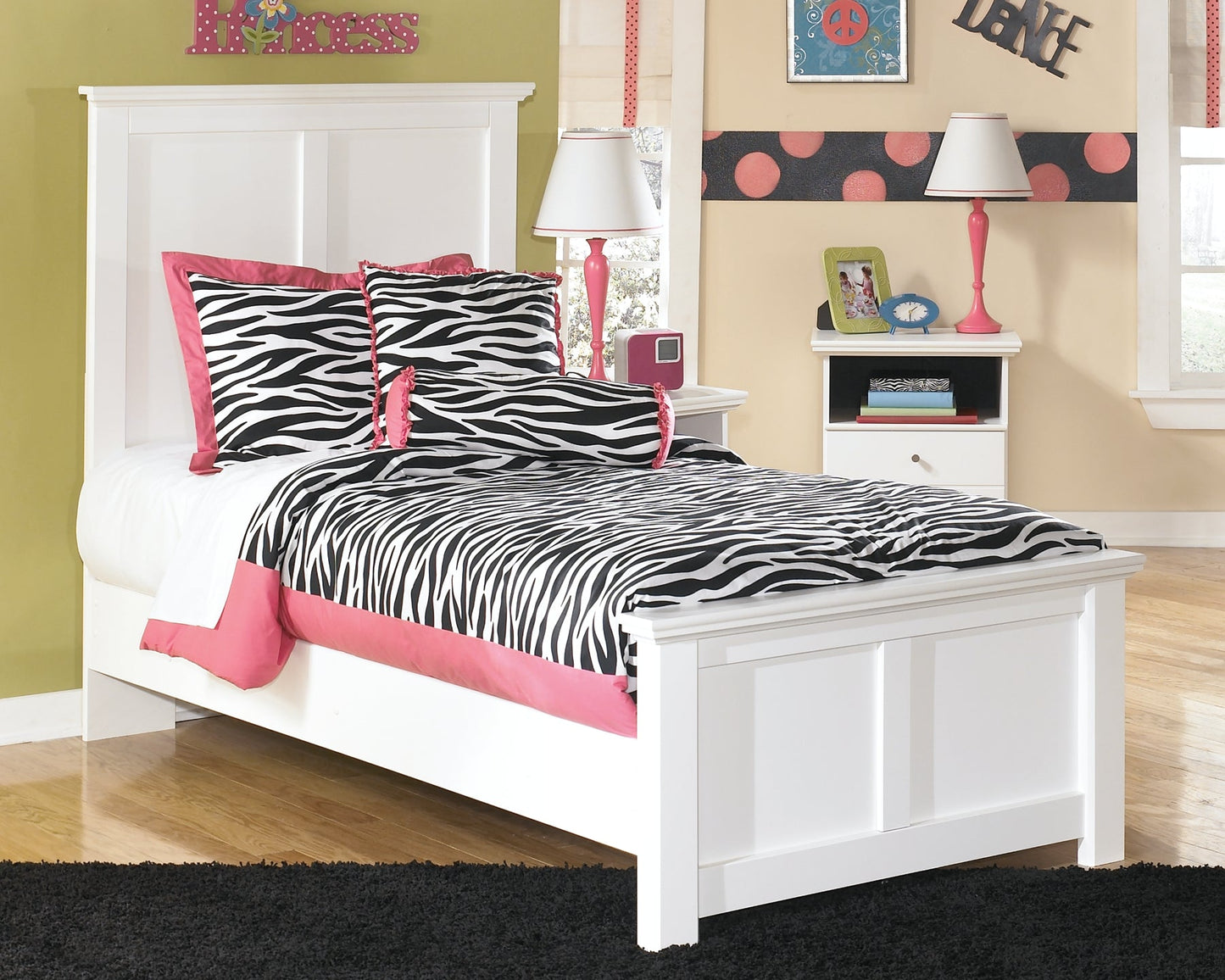 Bostwick Shoals Twin Panel Bed with Mirrored Dresser Cloud 9 Mattress & Furniture