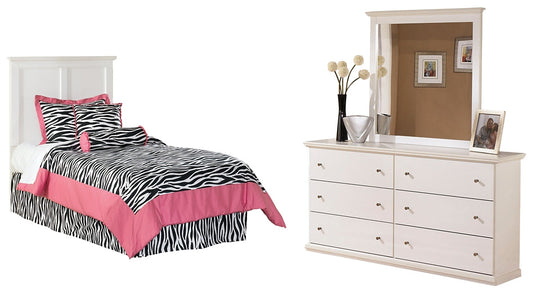 Bostwick Shoals Twin Panel Headboard with Mirrored Dresser Cloud 9 Mattress & Furniture