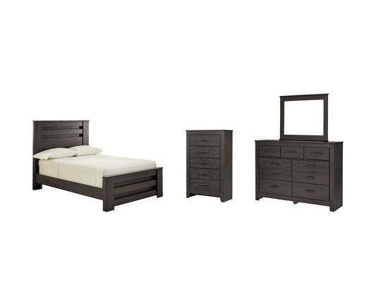 Brinxton Full Panel Bed with Mirrored Dresser and Chest Cloud 9 Mattress & Furniture