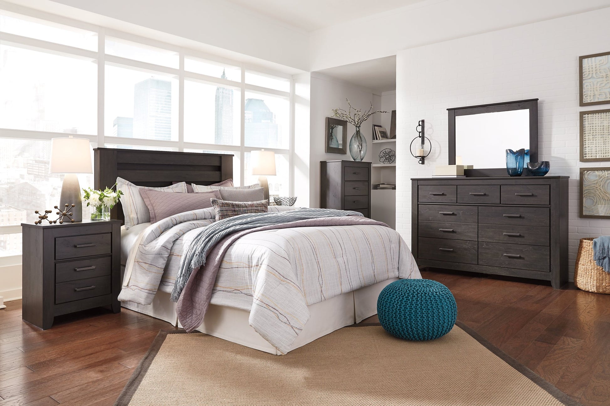 Brinxton King Panel Bed with Dresser Cloud 9 Mattress & Furniture