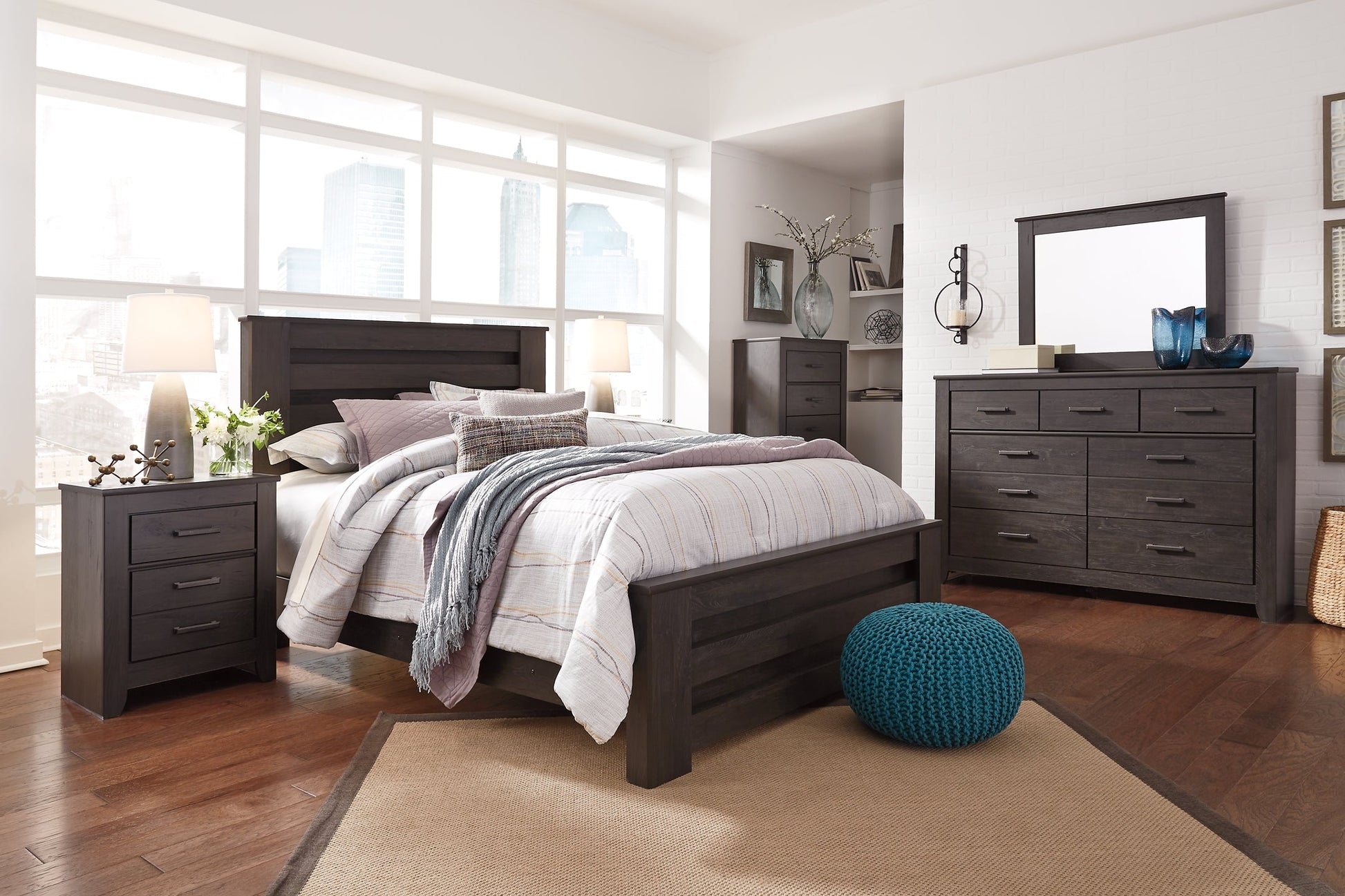 Brinxton Queen Panel Bed with Dresser Cloud 9 Mattress & Furniture