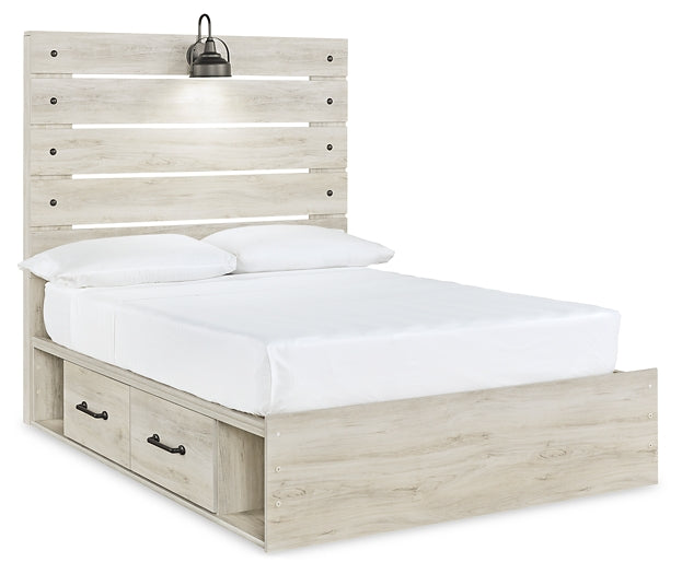 Cambeck Full Panel Bed with 4 Storage Drawers with Mirrored Dresser and Chest Cloud 9 Mattress & Furniture