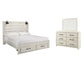 Cambeck King Panel Bed with 2 Storage Drawers with Mirrored Dresser Cloud 9 Mattress & Furniture
