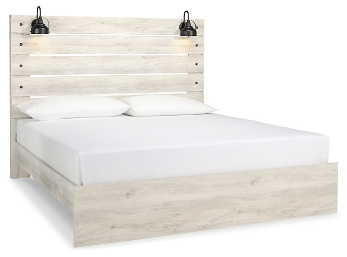 Cambeck King Panel Bed with Mirrored Dresser and 2 Nightstands Cloud 9 Mattress & Furniture
