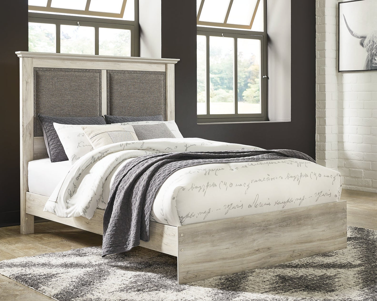 Cambeck King Upholstered Panel Bed with Mirrored Dresser, Chest and Nightstand Cloud 9 Mattress & Furniture