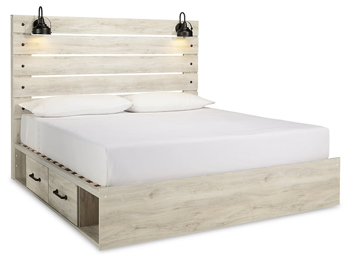 Cambeck Queen Panel Bed with 2 Storage Drawers with Mirrored Dresser and 2 Nightstands Cloud 9 Mattress & Furniture