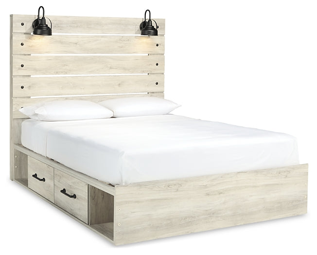 Cambeck Queen Panel Bed with 2 Storage Drawers with Mirrored Dresser and 2 Nightstands Cloud 9 Mattress & Furniture