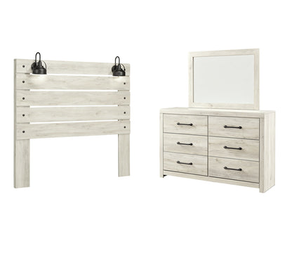 Cambeck Queen Panel Headboard with Mirrored Dresser Cloud 9 Mattress & Furniture