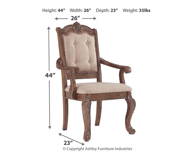 Charmond Dining UPH Arm Chair (2/CN) Cloud 9 Mattress & Furniture