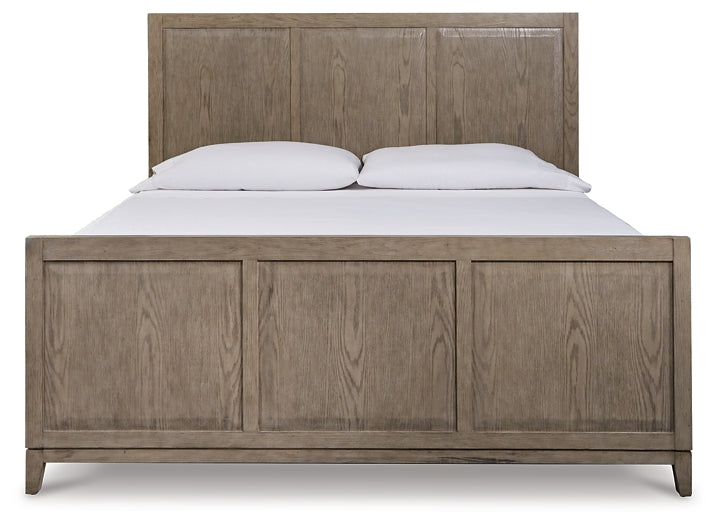 Chrestner Queen Panel Bed with Mirrored Dresser and Chest Cloud 9 Mattress & Furniture