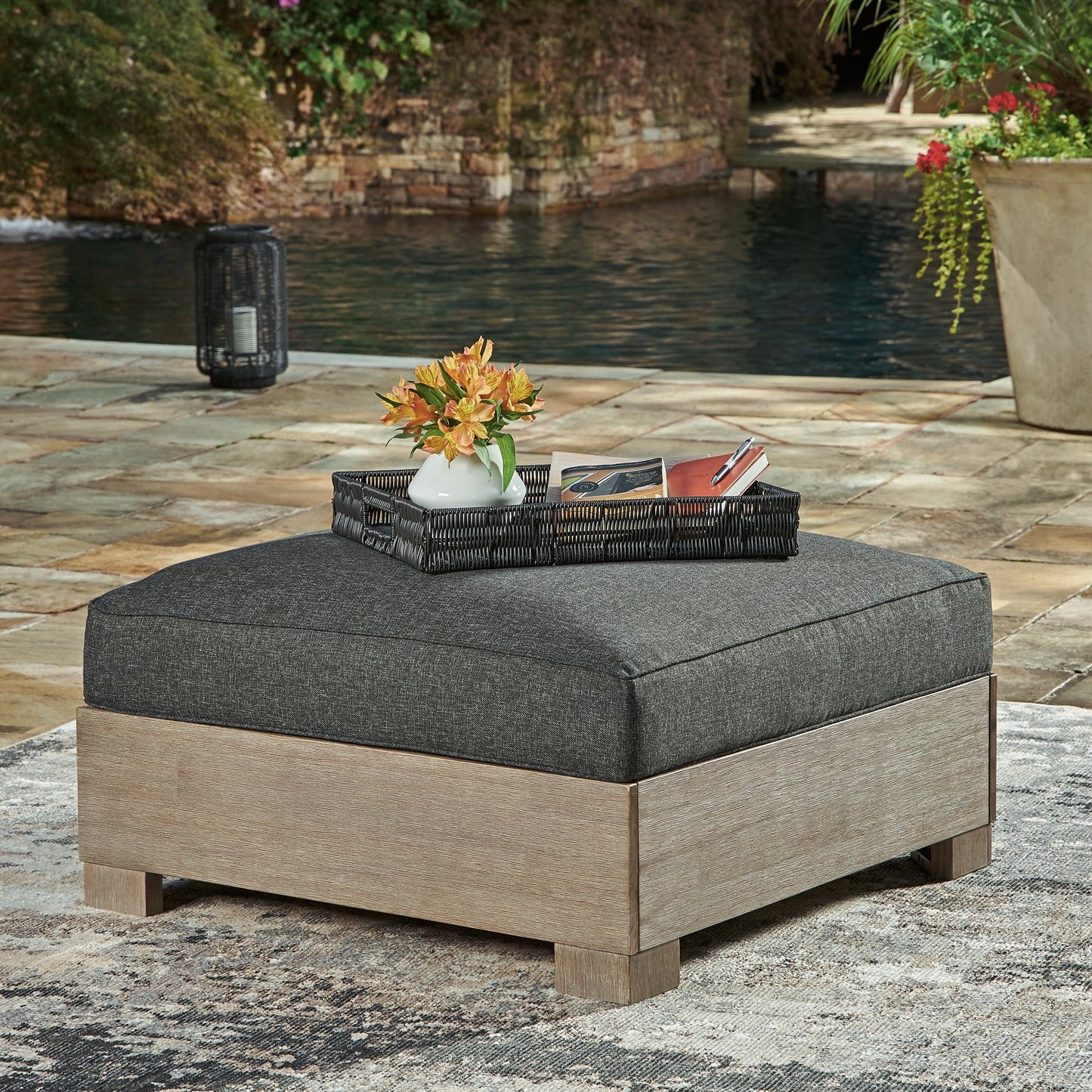 Citrine Park 4-Piece Outdoor Sectional with Ottoman Cloud 9 Mattress & Furniture