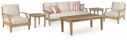 Clare View Outdoor Sofa and  2 Lounge Chairs with Coffee Table and 2 End Tables Cloud 9 Mattress & Furniture