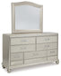 Coralayne California King Upholstered Bed with Mirrored Dresser, Chest and 2 Nightstands Cloud 9 Mattress & Furniture