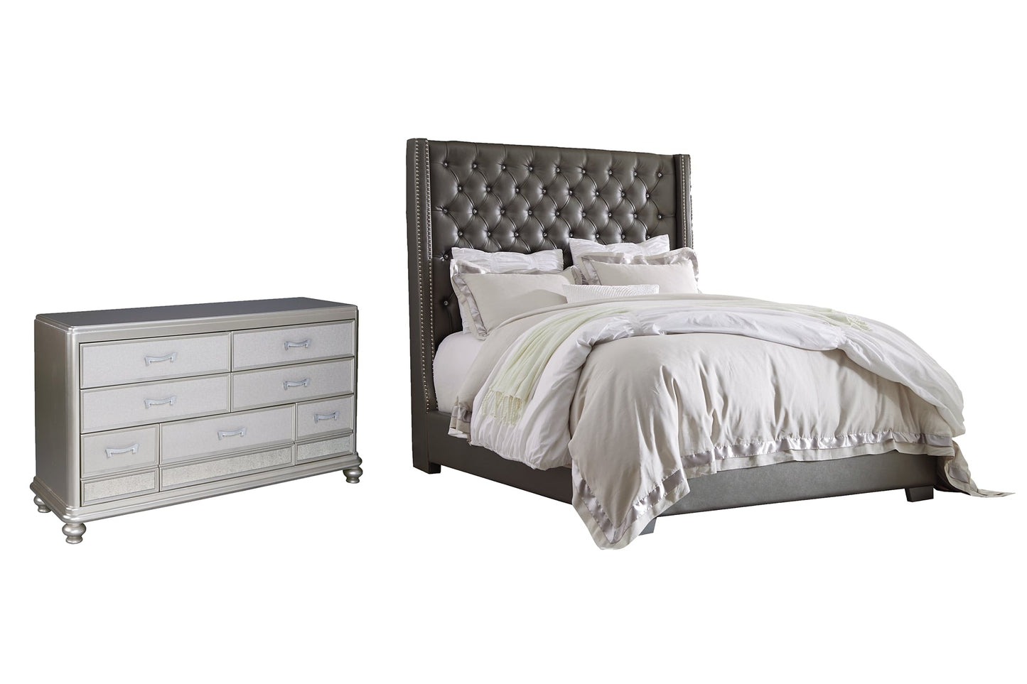 Coralayne King Upholstered Bed with Dresser Cloud 9 Mattress & Furniture