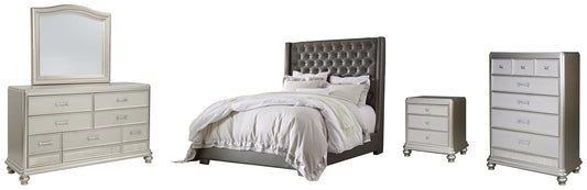 Coralayne King Upholstered Bed with Mirrored Dresser, Chest and Nightstand Cloud 9 Mattress & Furniture