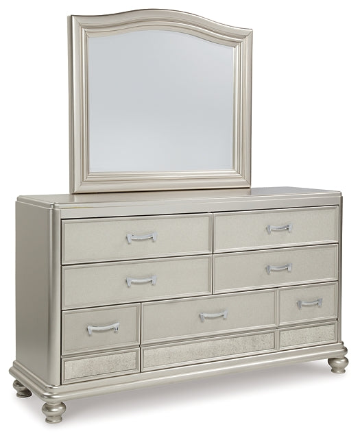 Coralayne Queen Upholstered Bed with Mirrored Dresser, Chest and 2 Nightstands Cloud 9 Mattress & Furniture
