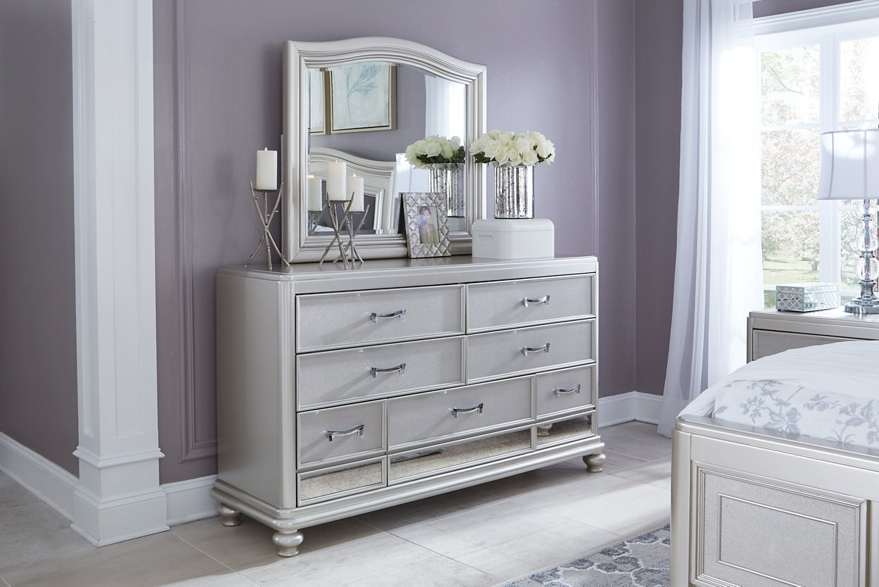 Coralayne Queen Upholstered Bed with Mirrored Dresser, Chest and Nightstand Cloud 9 Mattress & Furniture