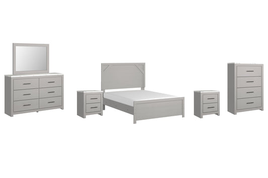 Cottonburg Full Panel Bed with Mirrored Dresser, Chest and 2 Nightstands Cloud 9 Mattress & Furniture