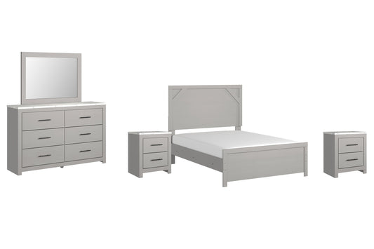 Cottonburg Full Panel Bed with Mirrored Dresser and 2 Nightstands Cloud 9 Mattress & Furniture