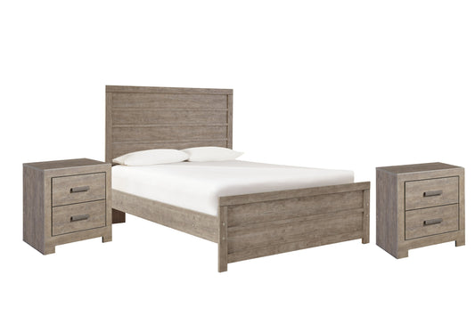 Culverbach Full Panel Bed with 2 Nightstands Cloud 9 Mattress & Furniture