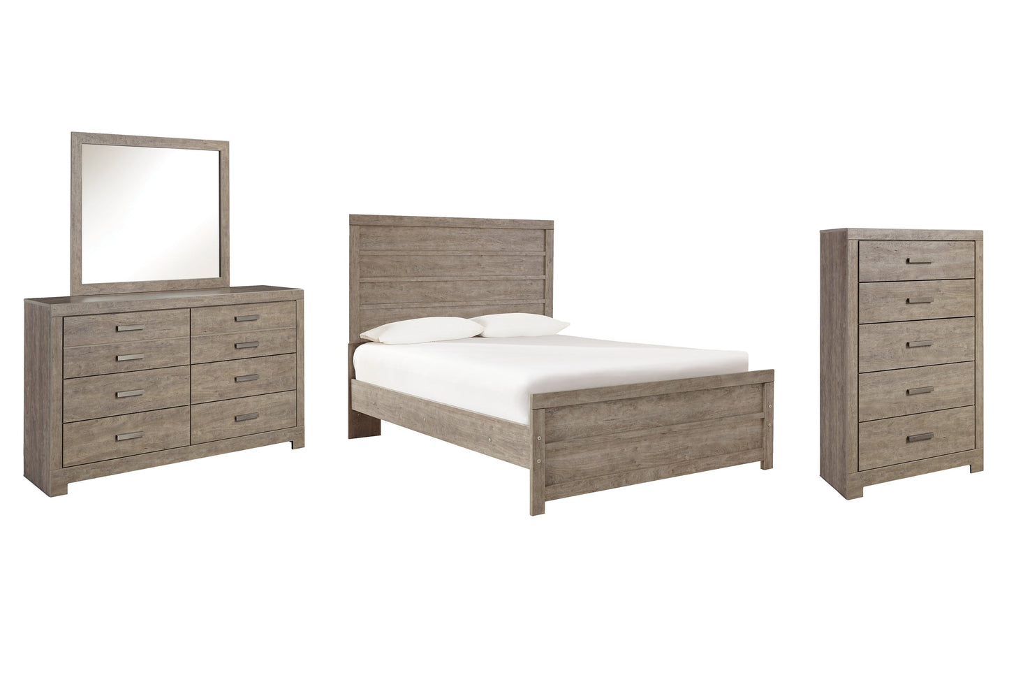 Culverbach Full Panel Bed with Mirrored Dresser and Chest Cloud 9 Mattress & Furniture