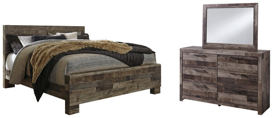 Derekson King Panel Bed with Mirrored Dresser at Cloud 9 Mattress & Furniture furniture, home furnishing, home decor