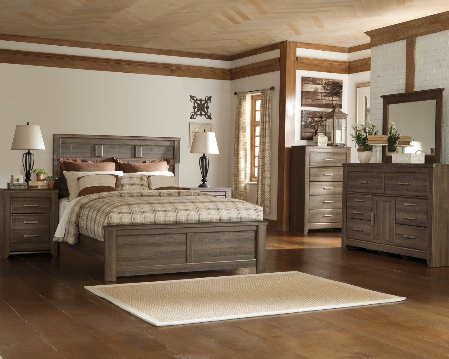 Juararo Queen Panel Bed with Mirrored Dresser at Cloud 9 Mattress & Furniture furniture, home furnishing, home decor