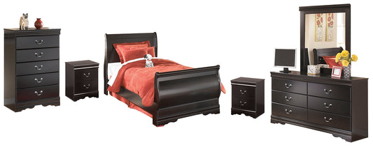 Huey Vineyard Full Sleigh Bed with Mirrored Dresser, Chest and 2 Nightstands at Cloud 9 Mattress & Furniture furniture, home furnishing, home decor