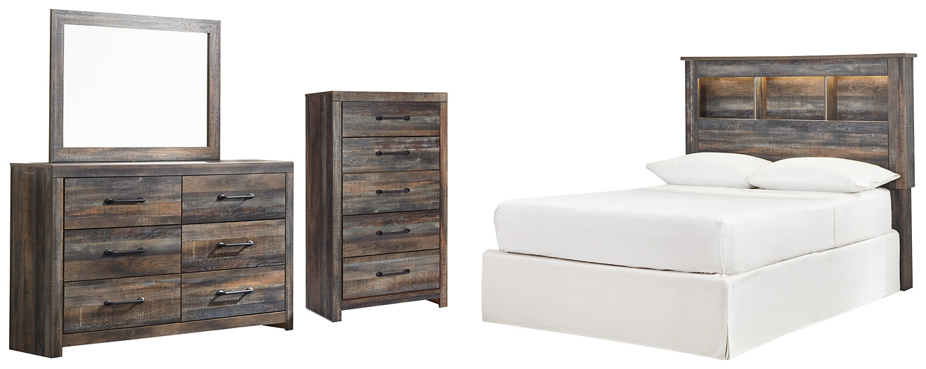 Drystan Full Bookcase Headboard with Mirrored Dresser and Chest at Cloud 9 Mattress & Furniture furniture, home furnishing, home decor
