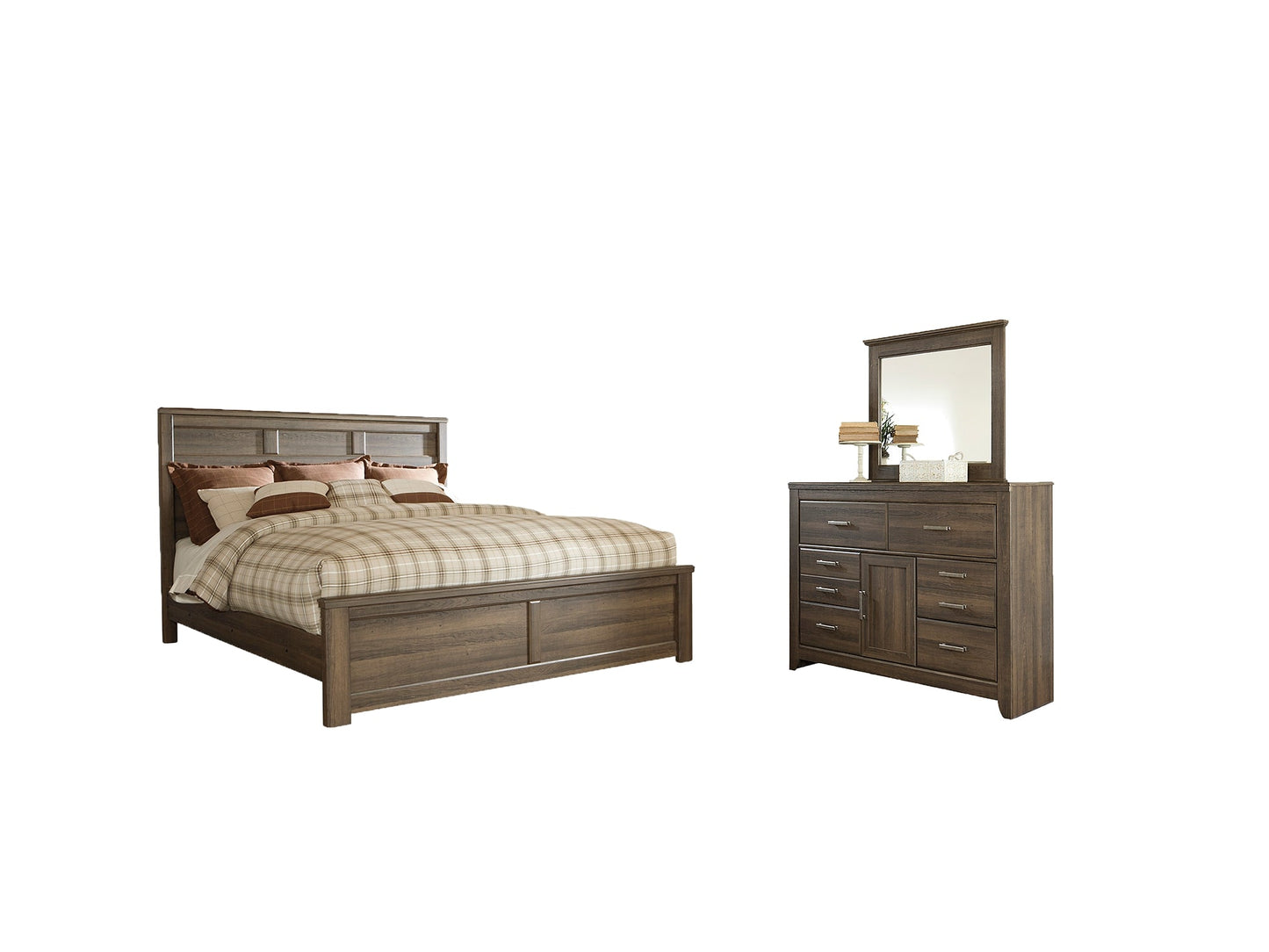 Juararo Queen Panel Bed with Mirrored Dresser at Cloud 9 Mattress & Furniture furniture, home furnishing, home decor