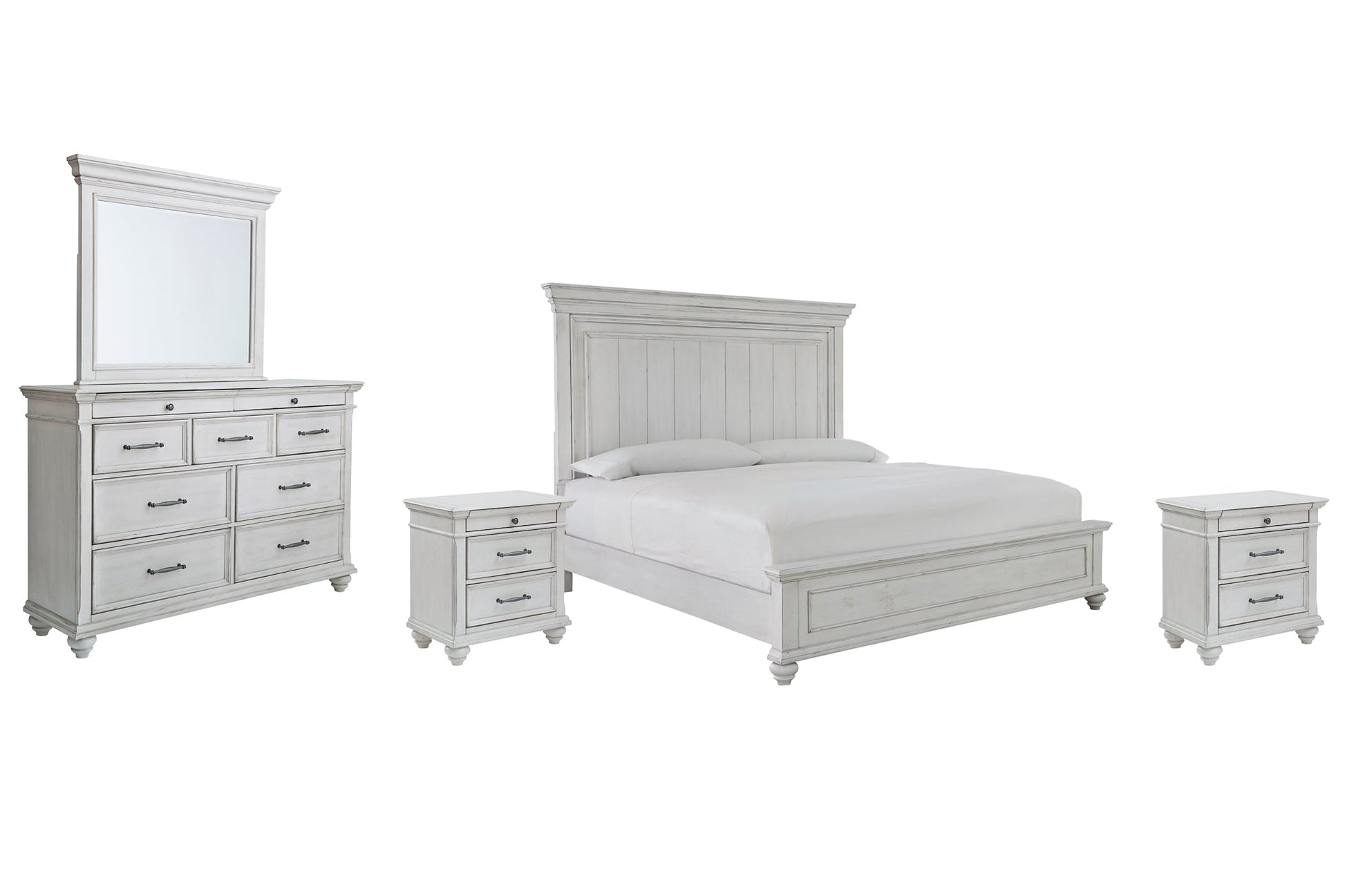 Kanwyn King Panel Bed with Mirrored Dresser and 2 Nightstands at Cloud 9 Mattress & Furniture furniture, home furnishing, home decor