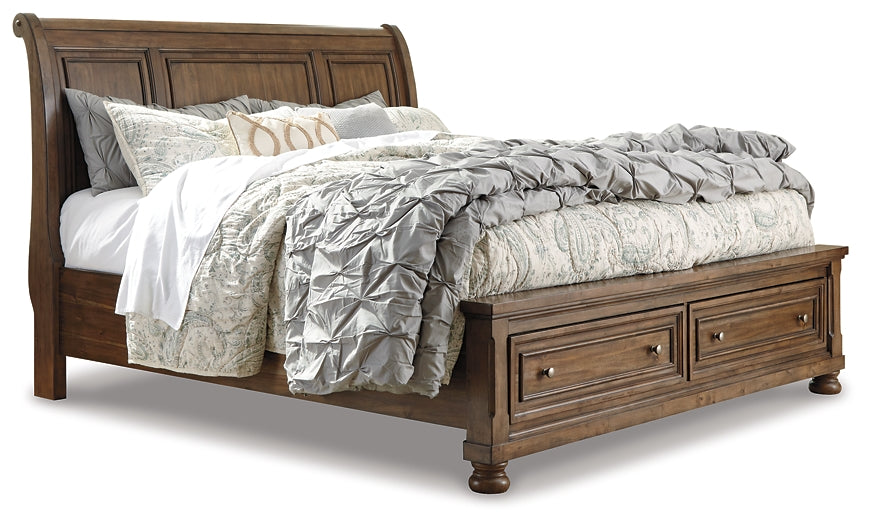 Flynnter Queen Sleigh Bed with 2 Storage Drawers with Mirrored Dresser and 2 Nightstands at Cloud 9 Mattress & Furniture furniture, home furnishing, home decor