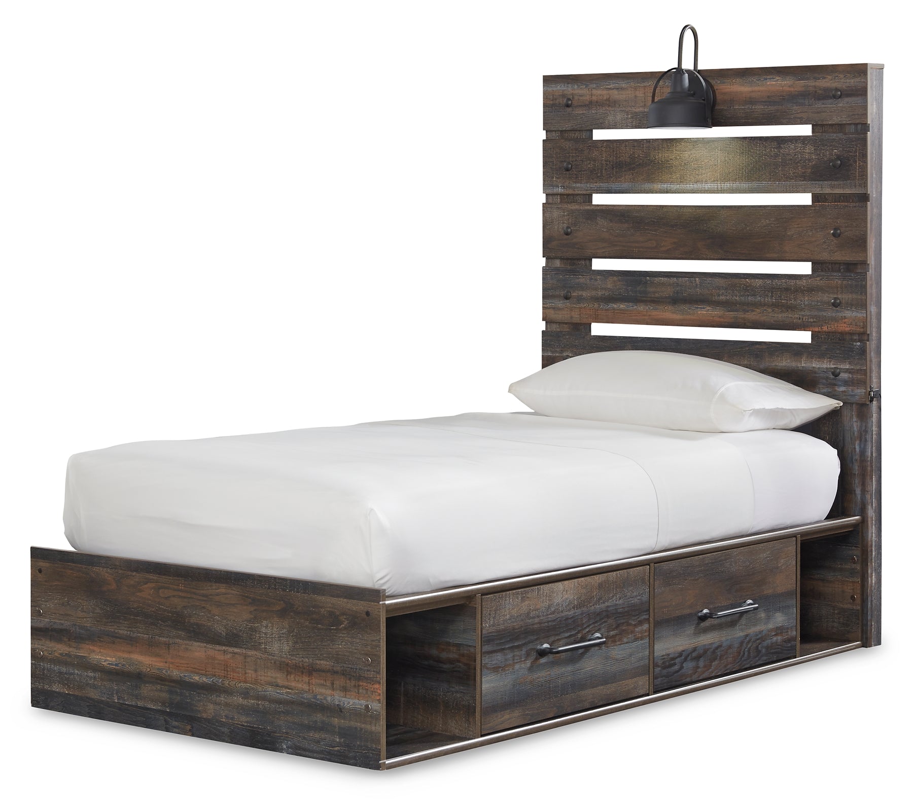 Drystan Twin Panel Bed with 4 Storage Drawers with Mirrored Dresser at Cloud 9 Mattress & Furniture furniture, home furnishing, home decor