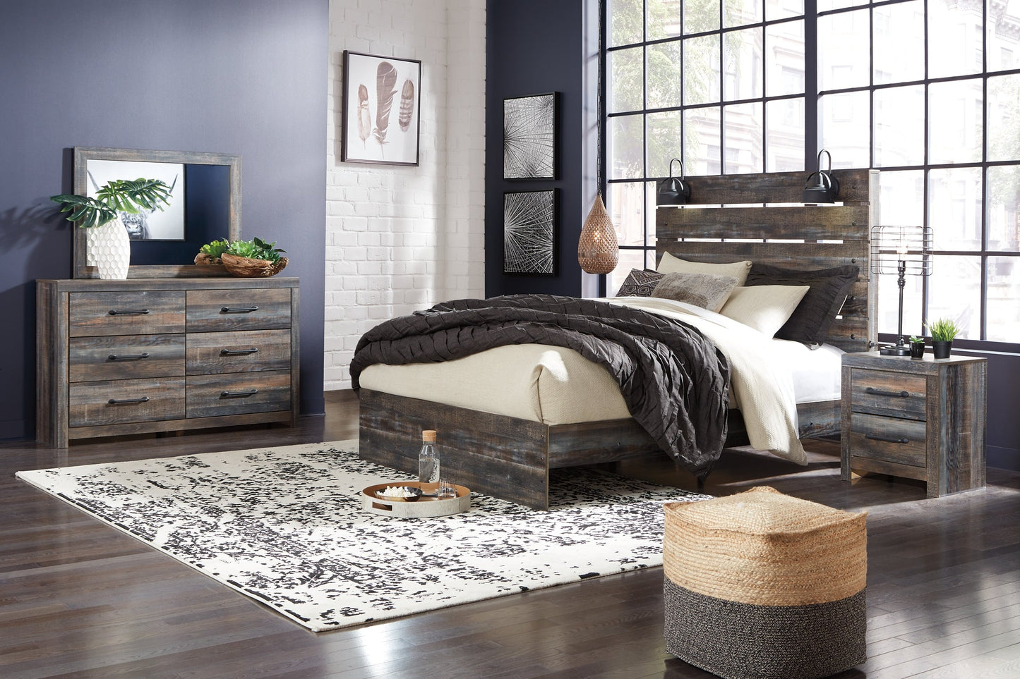 Drystan Queen Panel Bed with Mirrored Dresser and Chest at Cloud 9 Mattress & Furniture furniture, home furnishing, home decor