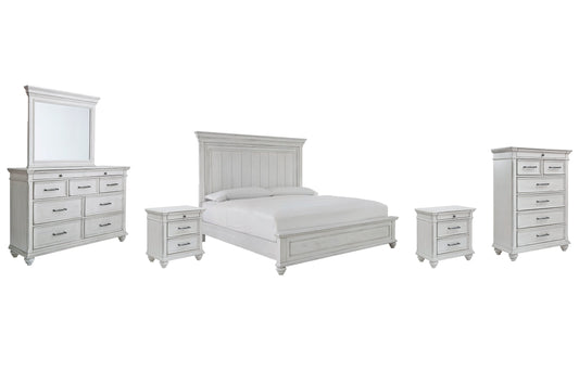 Kanwyn King Panel Bed with Mirrored Dresser, Chest and 2 Nightstands at Cloud 9 Mattress & Furniture furniture, home furnishing, home decor