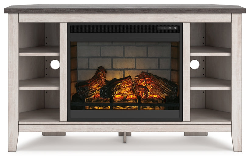 Dorrinson Corner TV Stand with Electric Fireplace at Cloud 9 Mattress & Furniture furniture, home furnishing, home decor