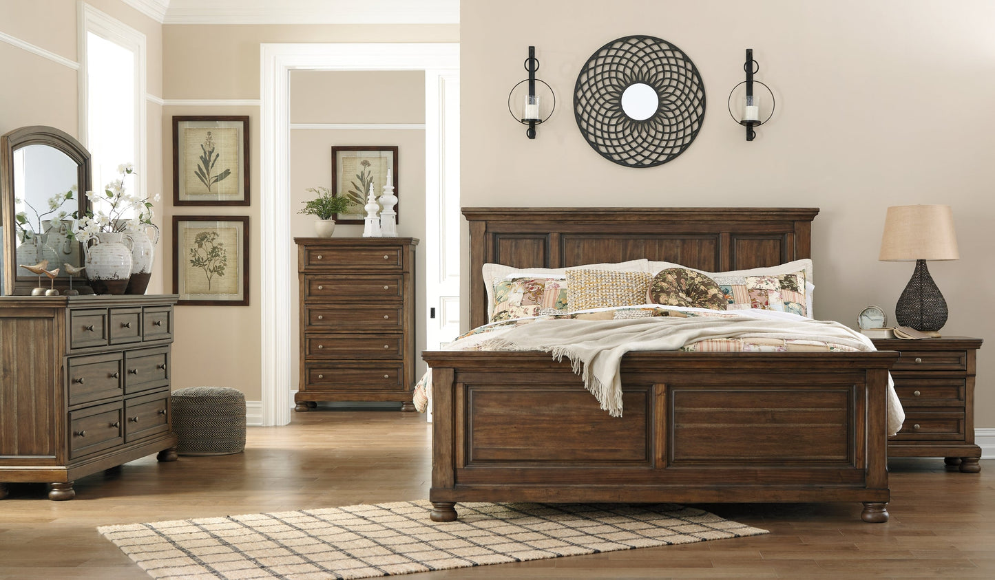 Flynnter Queen Panel Bed with Mirrored Dresser, Chest and Nightstand at Cloud 9 Mattress & Furniture furniture, home furnishing, home decor