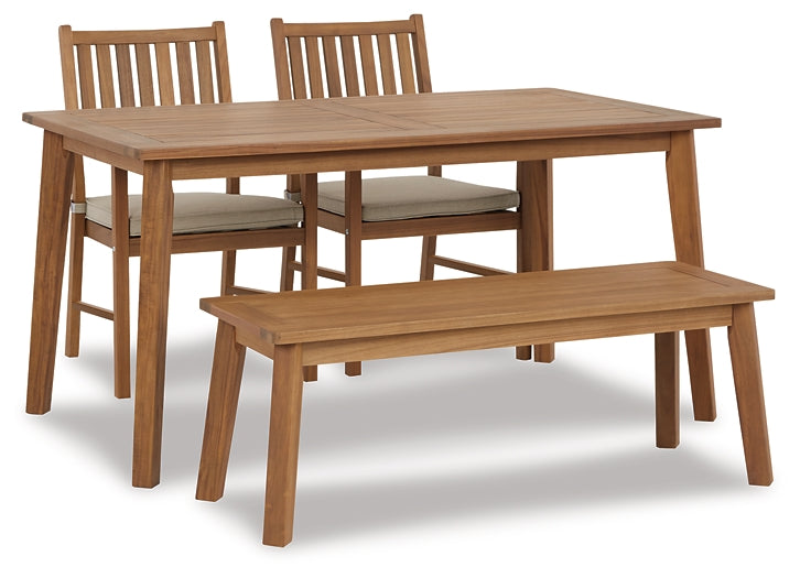 Janiyah Outdoor Dining Table and 2 Chairs and Bench at Cloud 9 Mattress & Furniture furniture, home furnishing, home decor