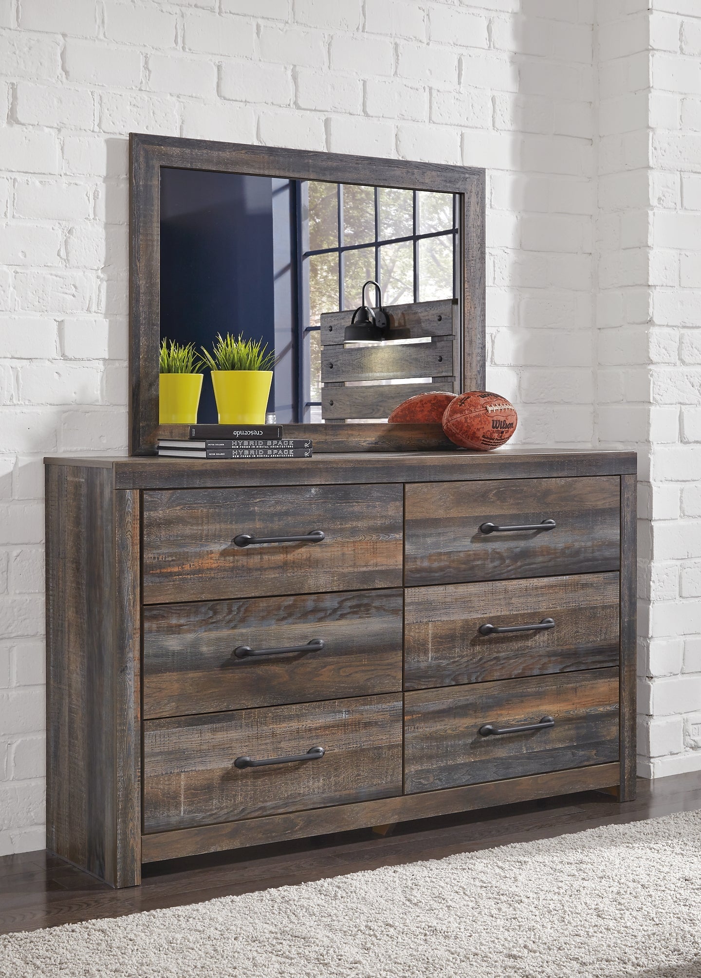 Drystan Twin Panel Headboard with Mirrored Dresser at Cloud 9 Mattress & Furniture furniture, home furnishing, home decor