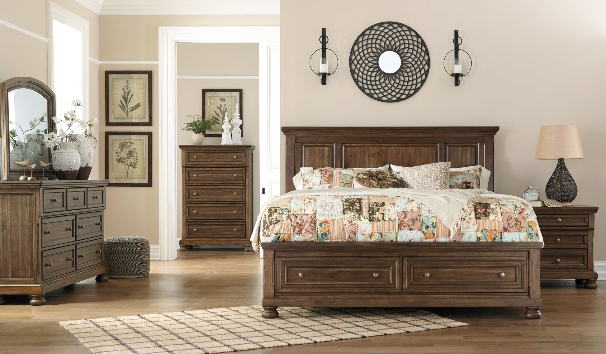 Flynnter Queen Panel Bed with Mirrored Dresser, Chest and Nightstand at Cloud 9 Mattress & Furniture furniture, home furnishing, home decor