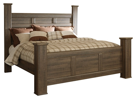 Juararo King Poster Bed with Mirrored Dresser at Cloud 9 Mattress & Furniture furniture, home furnishing, home decor
