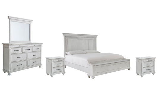 Kanwyn King Panel Bed with Storage with Mirrored Dresser and 2 Nightstands at Cloud 9 Mattress & Furniture furniture, home furnishing, home decor