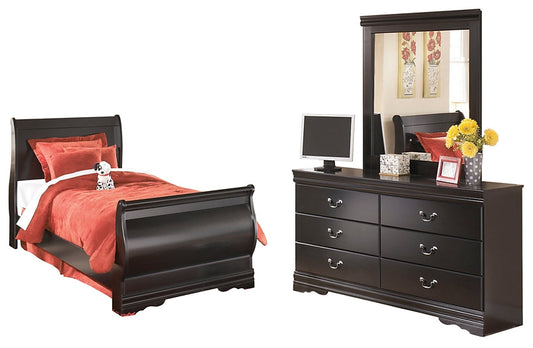 Huey Vineyard Twin Sleigh Bed with Mirrored Dresser at Cloud 9 Mattress & Furniture furniture, home furnishing, home decor