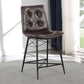 Aiken Upholstered Tufted Counter Height Stools Brown (Set of 2)