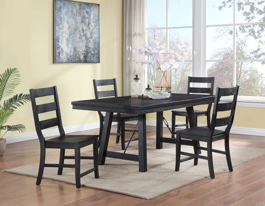 Newport 5-piece Rectangular Trestle Table Dining Set Black