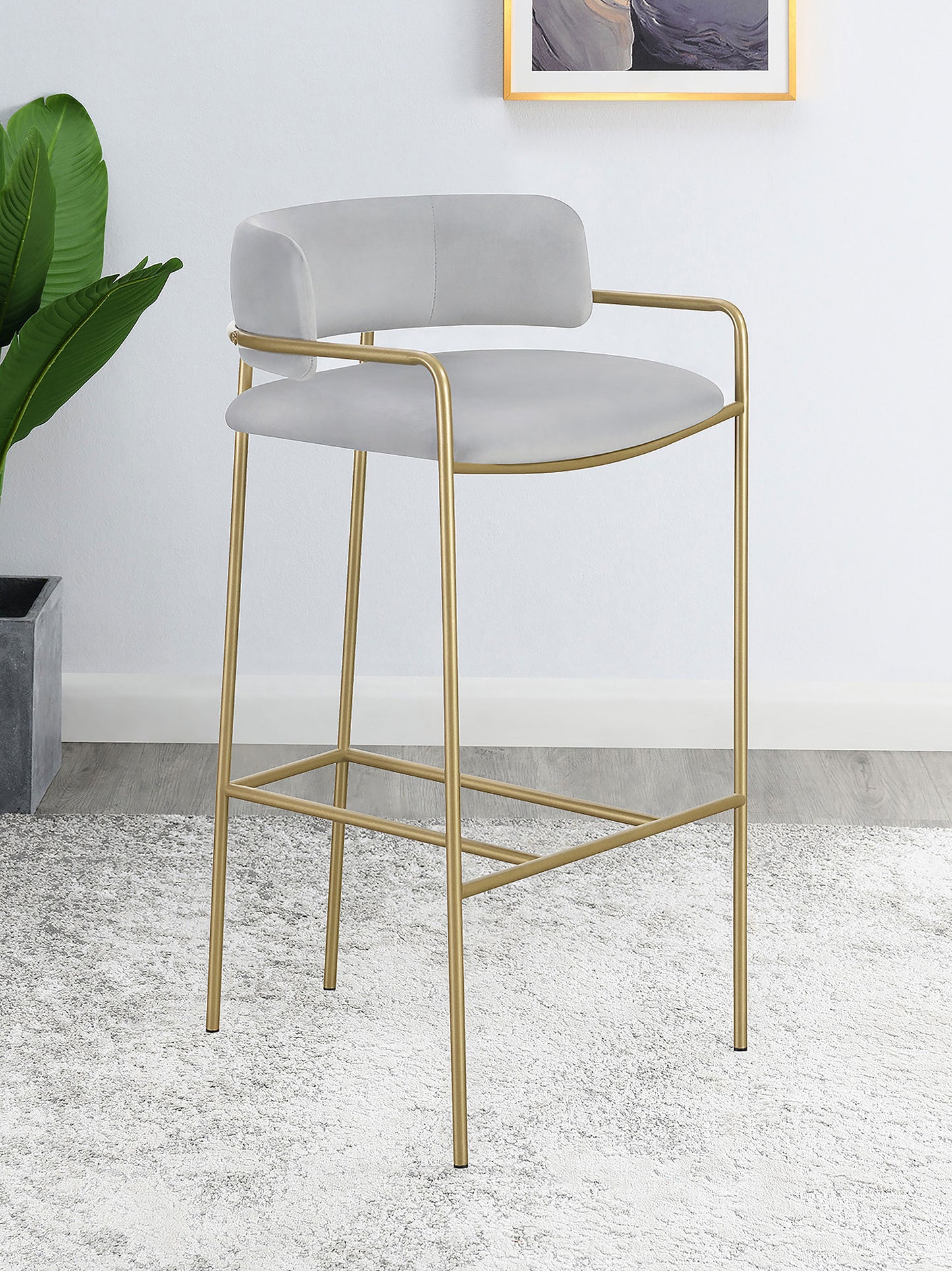 Comstock Upholstered Low Back Stool Grey and Gold